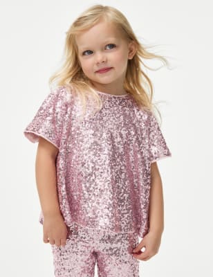 

Girls M&S Collection Cotton Rich Sequin Top (2-8 Yrs) - Pink, Pink