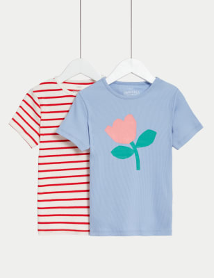 

Girls M&S Collection 2pk Cotton Rich Printed T-Shirts (2-8 Yrs) - Multi, Multi