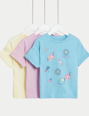 

M&S Collection 3er-Pack T-Shirts aus reiner Baumwolle mit Muster (2-8 J.) - Pink Mix, Pink Mix