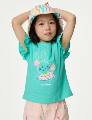

M&S Collection T-Shirt aus reiner Baumwolle mit Pailletten (2-8 Jahre) - Blue, Blue