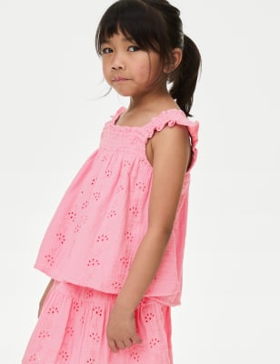 

Girls M&S Collection Pure Cotton Floral Embroidered Top (2-8 Yrs) - Pink, Pink