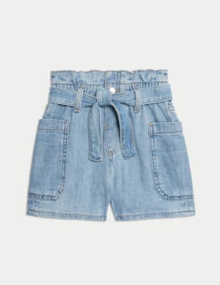 

Girls M&S Collection Pure Cotton Denim Paper Bag Shorts (2-8 Yrs), Denim