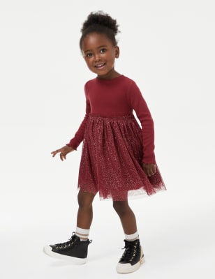 

Girls M&S Collection Cotton Rich Tulle Glitter Dress (1-8 Yrs) - Red, Red