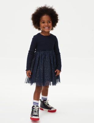 

Girls M&S Collection Cotton Rich Tulle Glitter Dress (1-8 Yrs) - Navy, Navy