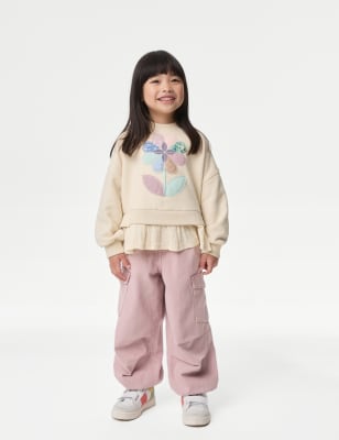 

M&S Collection Pantalones cargo de algodón con dobladillo (2-8 años) - Pink, Pink