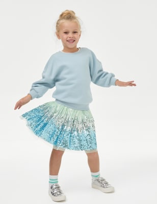 

Girls M&S Collection Sequin Elasticated Waist Mini Tutu Skirt (2-8 Yrs) - Silver, Silver