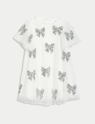 

Girls M&S Collection Sequin Bow Party Dress (2-8 Yrs) - Ecru, Ecru