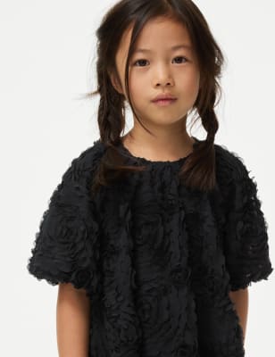 

Girls M&S Collection Tufted Rose Dress (2-8 Yrs) - Black, Black