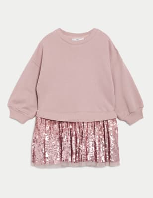 

Girls M&S Collection Cotton Rich Sequin Sweatshirt Dress (2-8 Yrs) - Pink, Pink