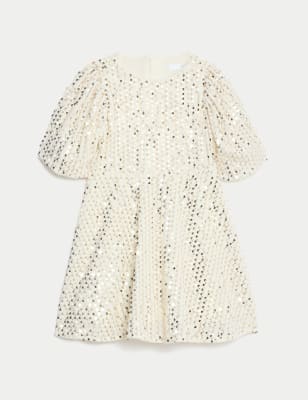 

Girls M&S Collection Velvet Sequin Dress (2-8 Yrs) - Cream, Cream