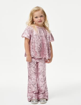 

Girls M&S Collection Sequin Elasticated Waist Trousers (2-8 Yrs) - Pink, Pink