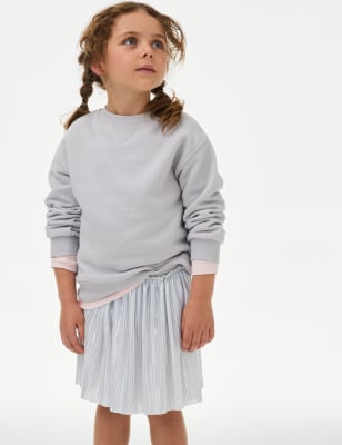 

Girls M&S Collection Metallic Shimmer Plisse Mini Skirt (2-8 Yrs) - Silver, Silver