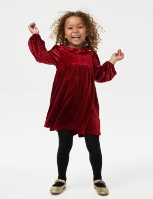 

Girls M&S Collection Sparkly Velvet Dress (1-8 Yrs) - Red, Red