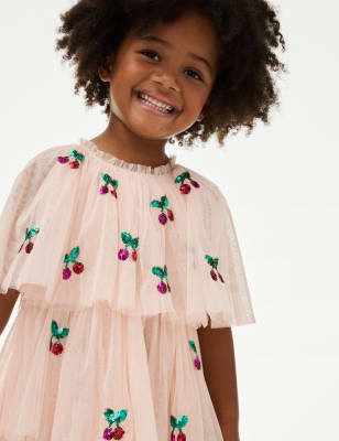 

Girls M&S Collection Sequin Tiered Tulle Party Dress (2-8 Yrs) - Pink, Pink