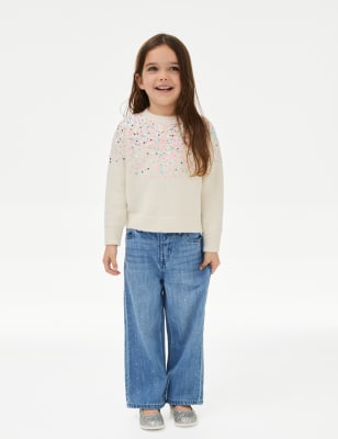 

Girls M&S Collection Denim Diamante Straight Leg Jeans (2-10 Yrs), Denim