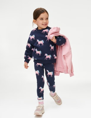 

M&S Collection Gemusterte Leggings mit hohem Baumwollanteil (2-8 J.) - Navy Mix, Navy Mix