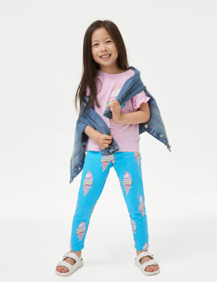 

Girls M&S Collection Cotton Rich Leggings (2-8 Yrs) - Blue Mix, Blue Mix