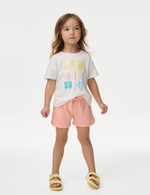 

M&S Collection Pantalón corto de running 100% algodón (2-8 años) - Bright Coral, Bright Coral