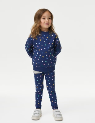 

Girls M&S Collection Cotton Rich Heart Print Leggings (2-8 Yrs) - Navy Mix, Navy Mix