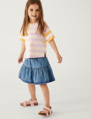 

Marks & Spencer Denim Floral Embroidered Skort (GIRLS, DENIM, 2-3 Y)