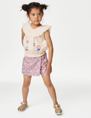 

Marks & Spencer Denim Floral Skort (2-8 Yrs) (GIRLS, MULTI, 4-5 Y)