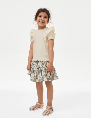 

M&S Collection Conjunto de 2 piezas de parte de arriba y falda de algodón (2-8 años) - Ecru Mix, Ecru Mix