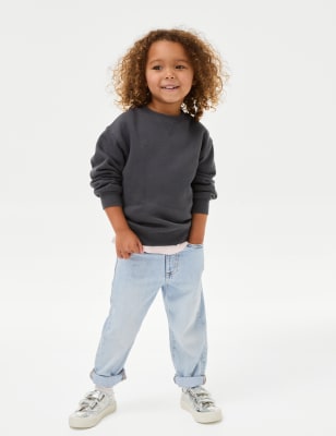 

M&S Collection Jeans Mom denim con cintura elástica (2-8 años) - Light Denim, Light Denim