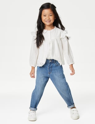 

Girls M&S Collection Denim Mom Fit Elasticated Waist Jeans (2-8 Years), Denim