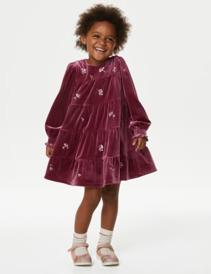 

Girls M&S Collection Velvet Floral Embroidered Tiered Dress (2-8 Yrs) - Antique Rose, Antique Rose