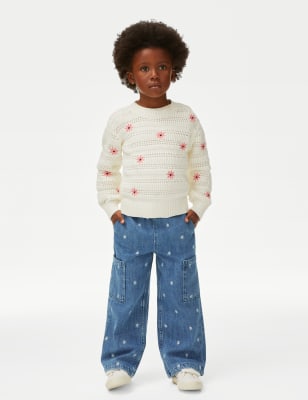 

Girls M&S Collection Denim Floral Cargo Trousers (2-8 Yrs), Denim