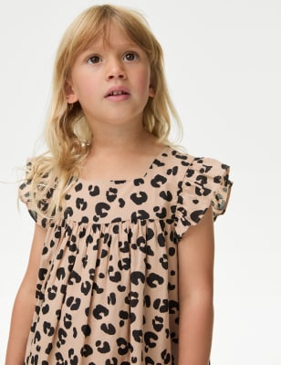 

Girls M&S Collection Pure Cotton Striped Frill Tiered Dress (2-8 Yrs) - Brown Mix, Brown Mix