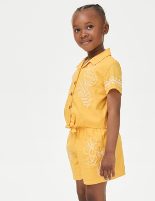 

M&S Collection Conjunto de 2 piezas de algodón bordado (2-8 años) - Yellow, Yellow