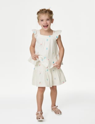 

M&S Collection Stufenrock aus reiner Baumwolle (2-8 Jahre) - Ivory, Ivory