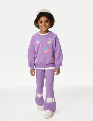 

Girls M&S Collection Cotton Rich Ribbed Flared Legging (2-8 Yrs) - Purple, Purple