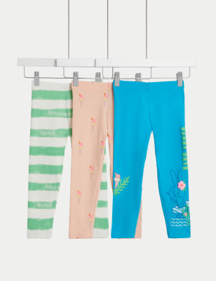

Girls M&S Collection 3pk Cotton Rich Printed Leggings (2-8 Years) - Blue Mix, Blue Mix