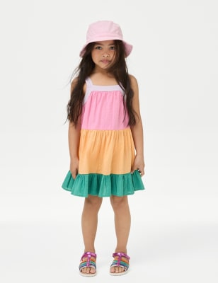 

M&S Collection Vestido 100% algodón de capas (2-8 años) - Green Mix, Green Mix