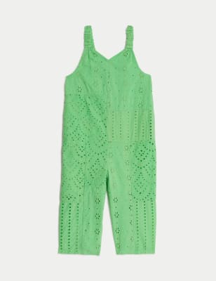 

Girls M&S Collection Pure Cotton Broderie Jumpsuit (2-8 Yrs) - Green, Green