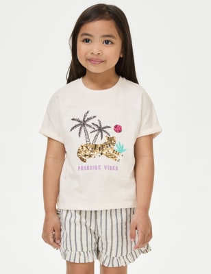 

Girls M&S Collection Pure Cotton Embellished T-Shirt (2-8 Yrs) - Ecru Mix, Ecru Mix