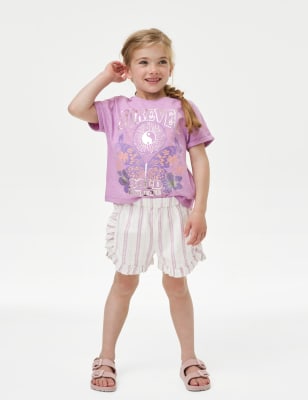 

Girls M&S Collection Cotton Rich Elasticated Waist Striped Shorts (2-8 Yrs) - Purple Mix, Purple Mix