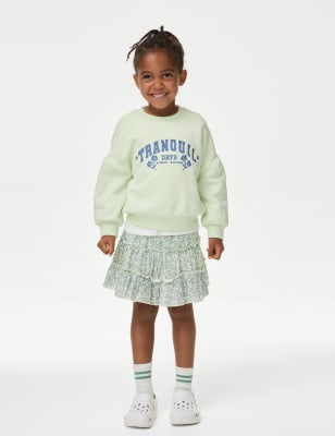 

Girls M&S Collection Cotton Rich Floral Skirt (2-8 Yrs) - Green, Green