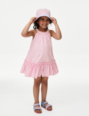 

Girls M&S Collection Pure Cotton Broderie Dress (2-8 Yrs) - Pink, Pink