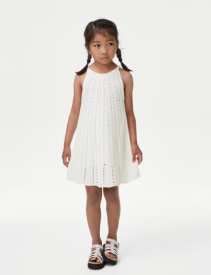 

Girls M&S Collection Pure Cotton Knitted Halter Neck Dress (2-8 Yrs) - Cream, Cream