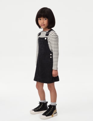 

Girls M&S Collection 2pc Cotton-Rich Top & Pinafore Outfit (2-16 Yrs) - Black Mix, Black Mix