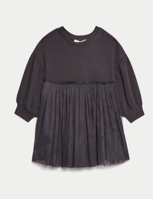 

Girls M&S Collection Cotton Rich Tulle Sweatshirt Dress (1-8 Yrs) - Carbon, Carbon