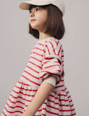 

Girls M&S Collection Cotton Rich Striped Jumper Dress (1-8 Yrs) - Red, Red