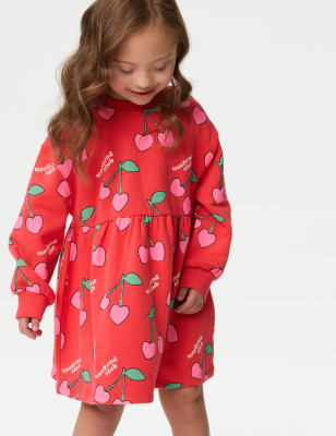 

Girls M&S Collection Cotton Rich Cherry Jumper Dress (1-8 Yrs) - Red Mix, Red Mix