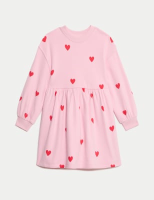 

Girls M&S Collection Cotton Rich Heart Jumper Dress (1-8 Yrs) - Pink, Pink