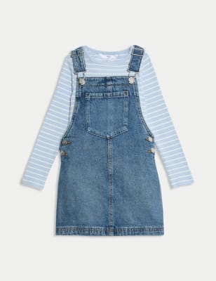 

Girls M&S Collection 2pc Cotton Rich Denim Pinafore Outfit (2-10 Yrs), Denim