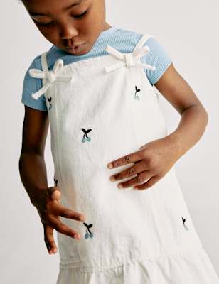 sachin and babi light blue dress Embroidered Pinafore Dress and T-Shirt (2-16 Yrs) | ECRU MIX | Pinafores