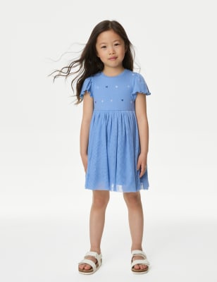 

Girls M&S Collection Cotton Rich Tulle Dress (2-8 Yrs) - Blue Mix, Blue Mix
